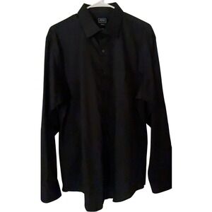 Arrow USA 1851‎ Mens Fitted Black Long Sleeve No Iron Dress Shirt 17 34/35